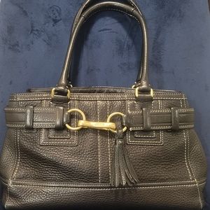 Coach black pebbled leather handbag